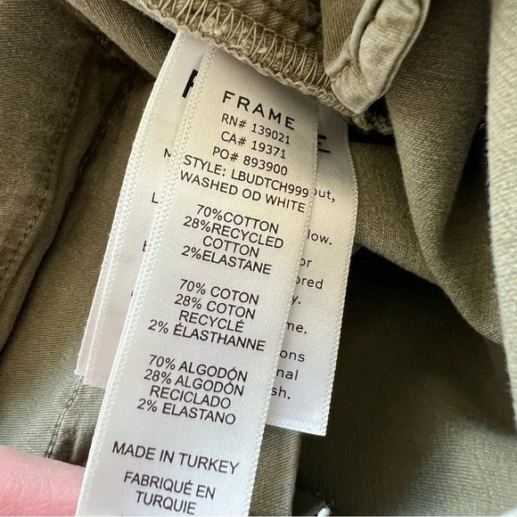 FRAME Le Beau Duo Tape Chino Pants Army Green Washed Old White Women’s 27 - Picture 11 of 11